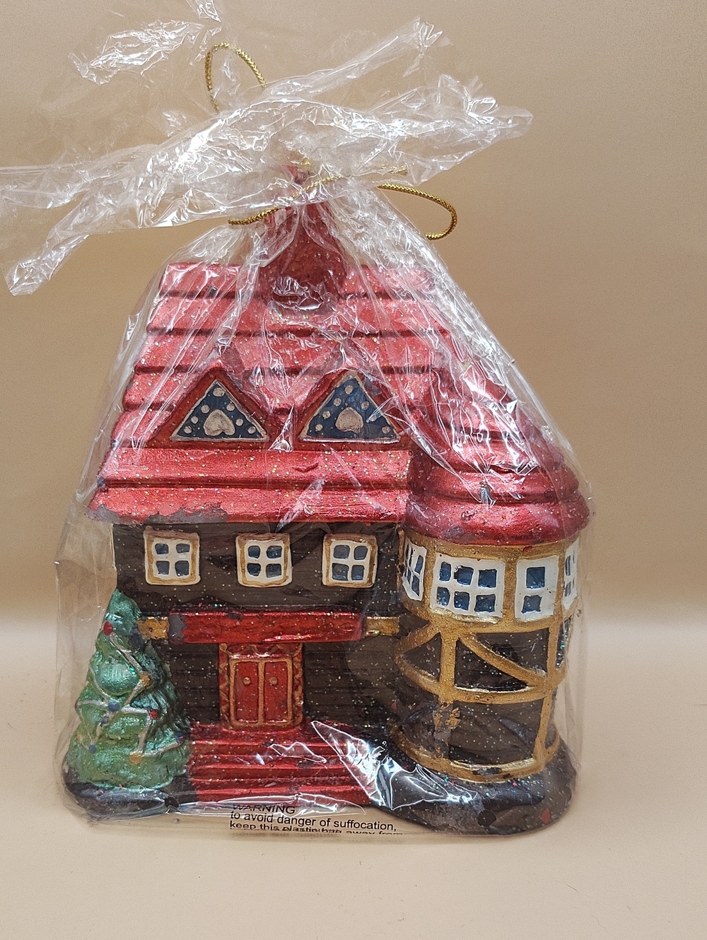 Holiday Cottage Candle - Red Roof 6.5" Tall